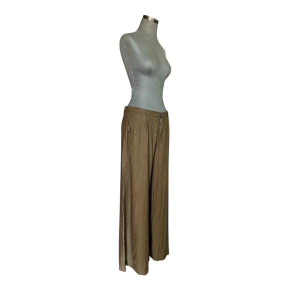 Anthropologie Brown Wide Leg Palazzo Pants Boho Viscose Blend Pants  Size 4 - Picture 2 of 5